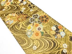 枝垂れ桜に流水・花丸模様織り出し　振袖用袋帯